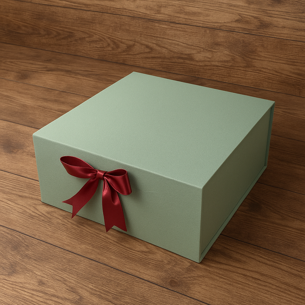Gift Box |Rigid foldabel box | Gift Hamper Boxes For Packaging, Satin Ribbon Hamper Boxes | Gift Cardboard Box Empty Gift Hamper Box Reusable Gift Boxes | Foldabel Box | 8x8x3.5 inches / 1042