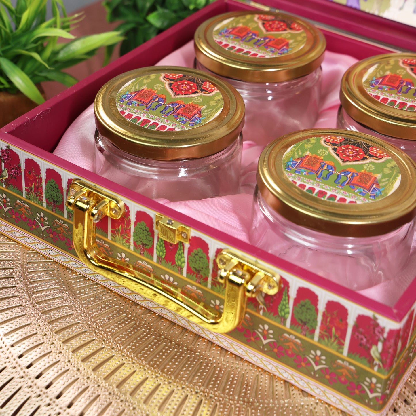 Mdf Premium Luxuries box With 4 salsa jars (9.5x9.5x3.5 Inches) 4JAR10019 D-4