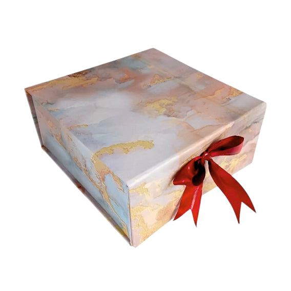 Gift Box |Rigid foldabel box | Gift Hamper Boxes For Packaging, Satin Ribbon Hamper Boxes | Gift Cardboard Box Empty Gift Hamper Box Reusable Gift Boxes | Foldabel Box | 8x8x3.5 inches / 1044