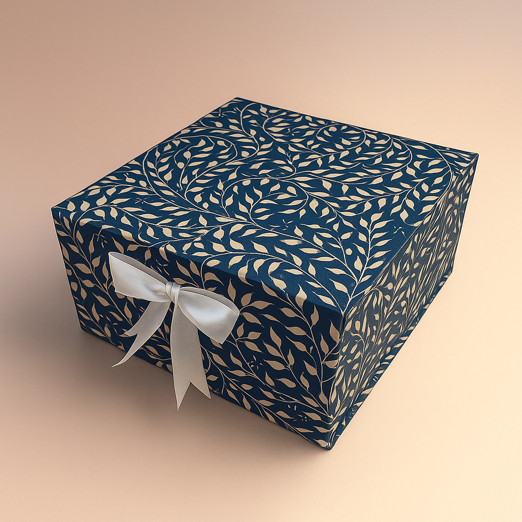 Gift Box |Rigid foldabel box | Gift Hamper Boxes For Packaging, Satin Ribbon Hamper Boxes | Gift Cardboard Box Empty Gift Hamper Box Reusable Gift Boxes | Foldabel Box | 8x8x3.5 inches / 1038