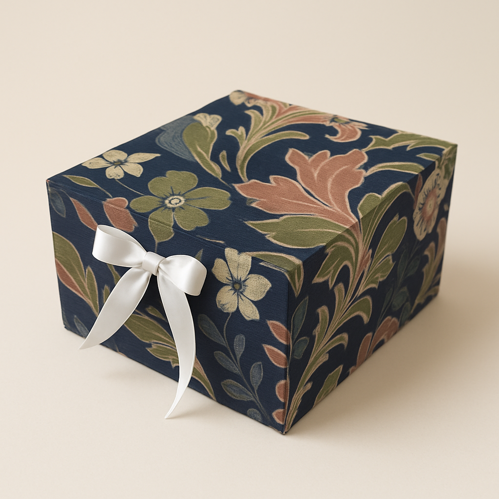 Gift Box |Rigid foldabel box | Gift Hamper Boxes For Packaging, Satin Ribbon Hamper Boxes | Gift Cardboard Box Empty Gift Hamper Box Reusable Gift Boxes | Foldabel Box | 8x8x3.5 inches / 1036
