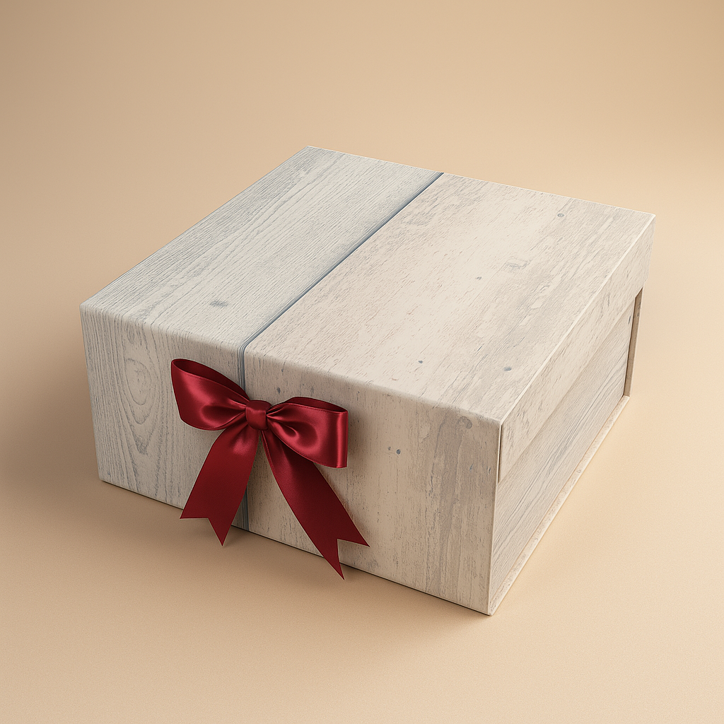 Gift Box |Rigid foldabel box | Gift Hamper Boxes For Packaging, Satin Ribbon Hamper Boxes | Gift Cardboard Box Empty Gift Hamper Box Reusable Gift Boxes | Foldabel Box | 8x8x3.5 inches / 1039