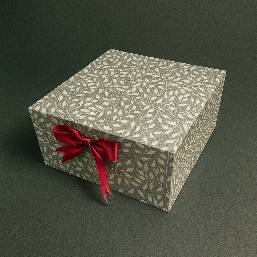Gift Box |Rigid foldabel box | Gift Hamper Boxes For Packaging, Satin Ribbon Hamper Boxes | Gift Cardboard Box Empty Gift Hamper Box Reusable Gift Boxes | Foldabel Box | 8x8x3.5 inches / 1040