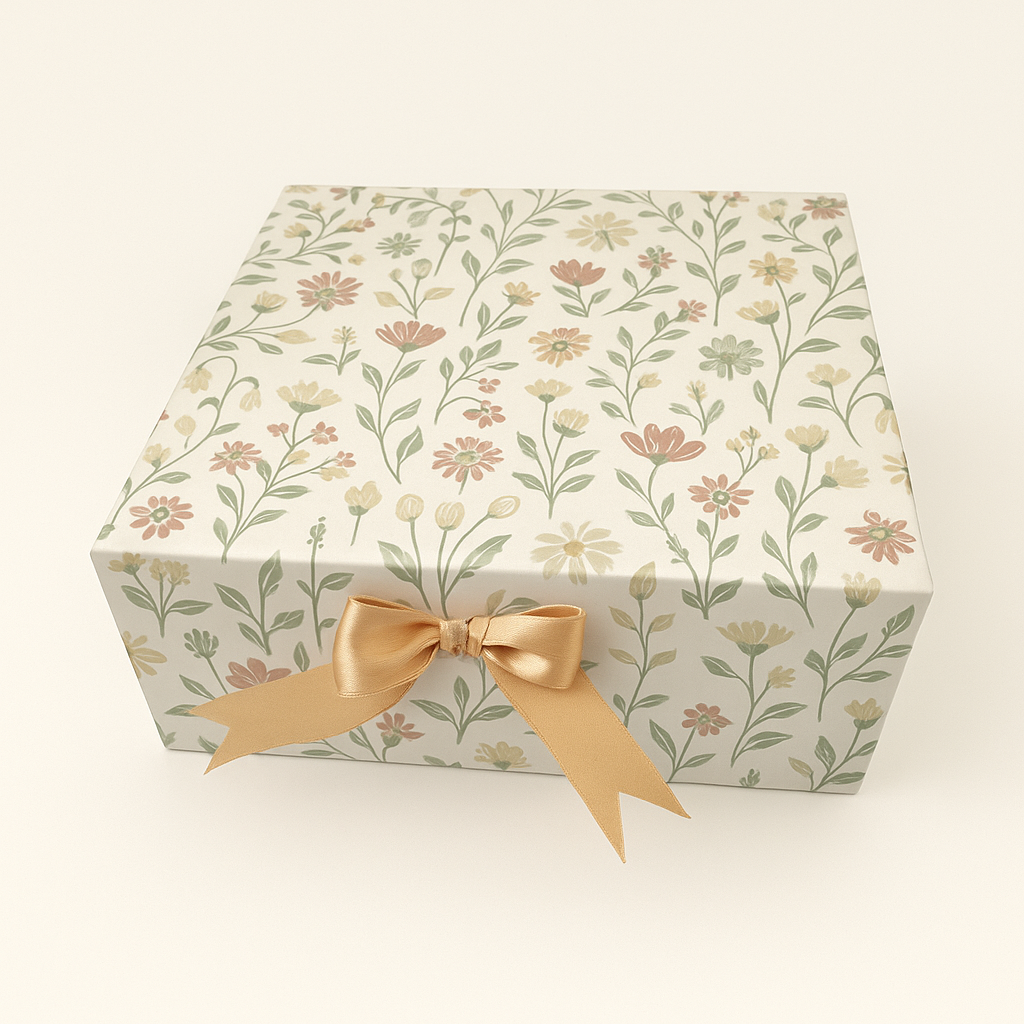 Gift Box |Rigid foldabel box | Gift Hamper Boxes For Packaging, Satin Ribbon Hamper Boxes | Gift Cardboard Box Empty Gift Hamper Box Reusable Gift Boxes | Foldabel Box | 8x8x3.5 inches / 1018