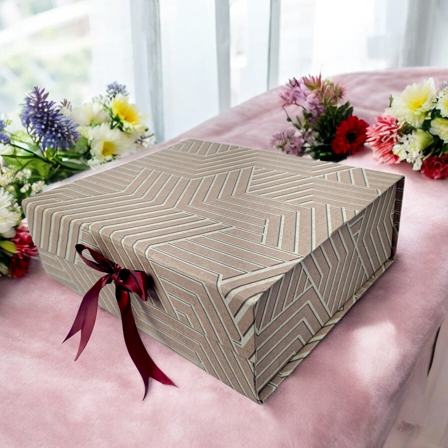 Gift Box |Rigid foldabel box | Gift Hamper Boxes For Packaging, Satin Ribbon Hamper Boxes | Gift Cardboard Box Empty Gift Hamper Box Reusable Gift Boxes | Foldabel Box | SIZE 10x12x4 inches / 7006