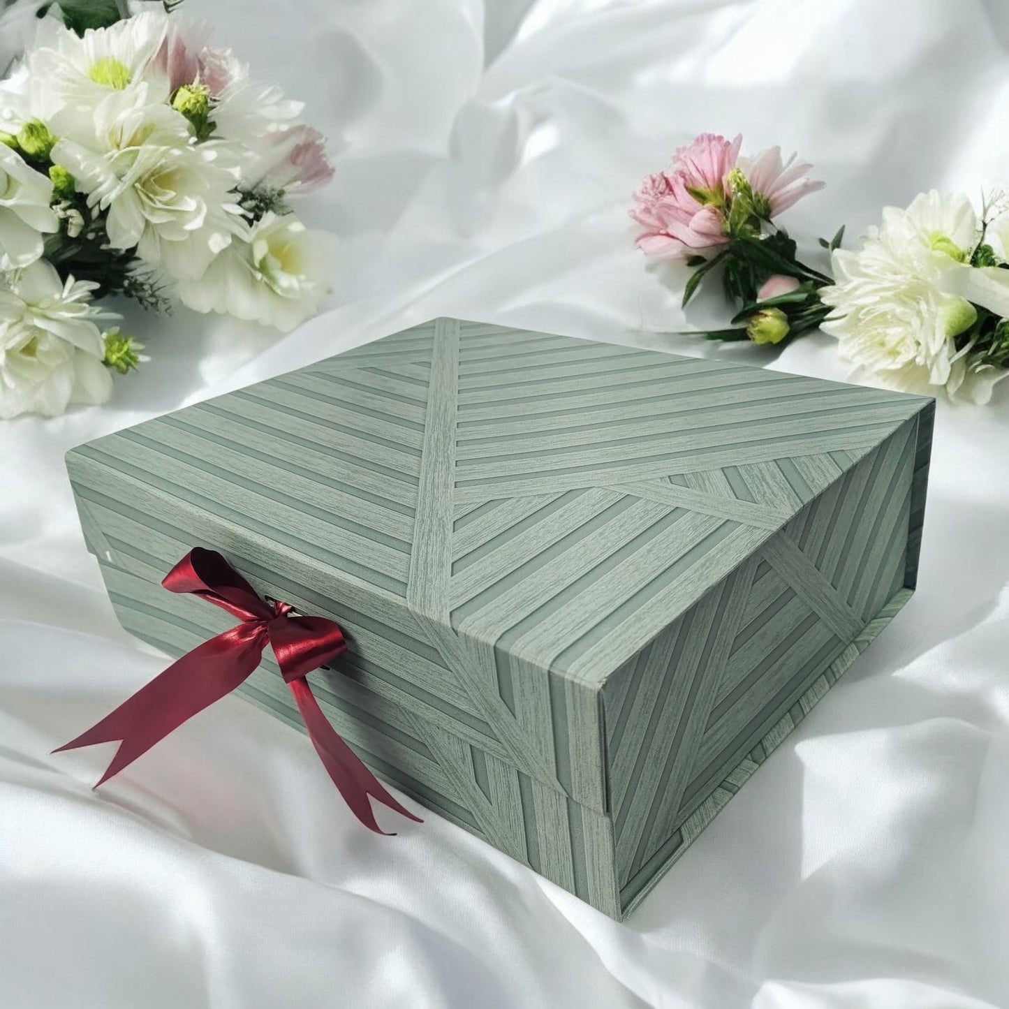Gift Box | Rigid foldabel box | Gift Hamper Boxes For Packaging, Satin Ribbon Hamper Boxes | Gift Cardboard Box Empty Gift Hamper Box Reusable Gift Boxes | Foldabel Box | SIZE 10x12x4 inches / 7007