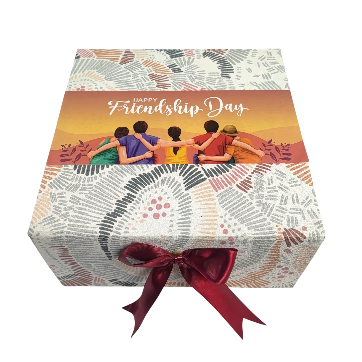 Fridendship Day Gift Box |Rigid foldabel box | Gift Hamper Boxes For Packaging, Satin Ribbon Hamper Boxes | Gift Cardboard Box Empty Gift Hamper Box Reusable Gift Boxes | Foldabel Box | 8x8x3.5 inches / 1034