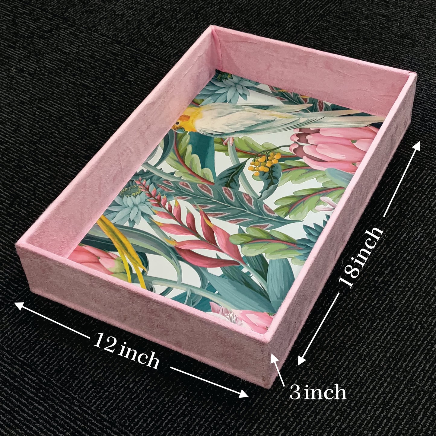 Beautiful MDF Velvet Multipurpose Gifting Tray | PINK / PACK OF 1 / 03