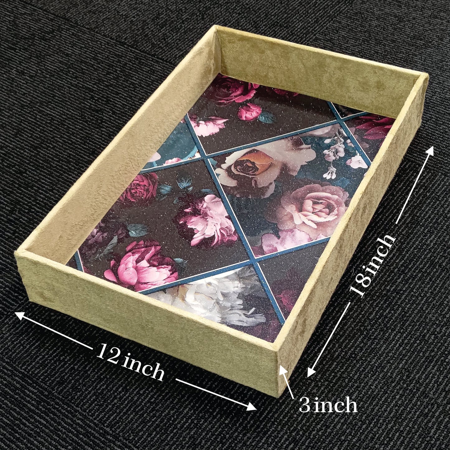 Beautiful MDF Velvet Multipurpose Gifting Tray / YELLOW / PACK OF 1 / 04