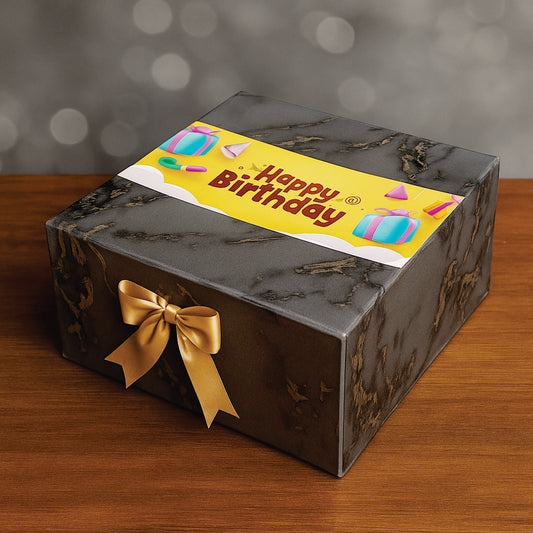 Birthday Gift Box |Rigid  foldabel box | Gift Hamper Boxes For Packaging, Satin Ribbon Hamper Boxes | Gift Cardboard Box Empty Gift Hamper Box Reusable Gift Boxes | Foldabel Box | 8x8x3.5 inches / 1029