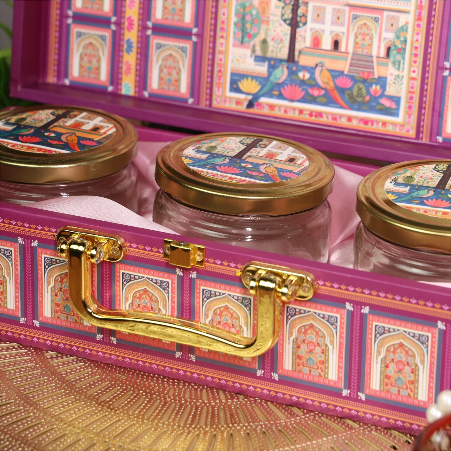Mdf Premium Luxuries box With 3 salsa jars (13x5x3.5 Inches) A3