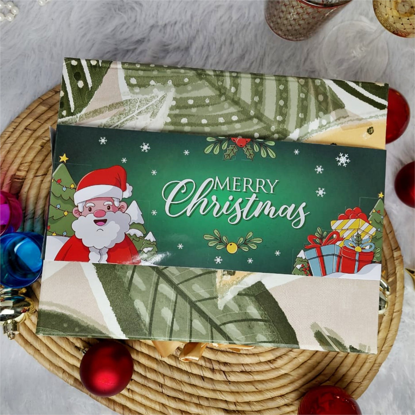 Christmas Gift Box |Rigid foldabel box | Gift Hamper Boxes For Packaging, Satin Ribbon Hamper Boxes | Gift Cardboard Box Empty Gift Hamper Box Reusable Gift Boxes | Foldabel Box | SIZE 10x8x4 inches | 7023Christmas