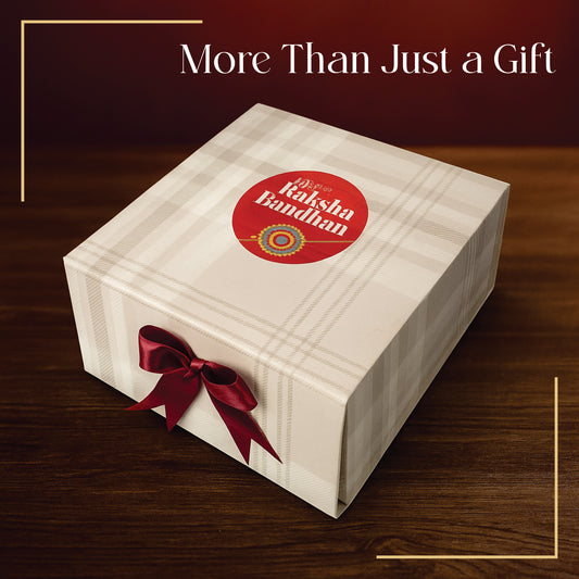 Rakhi Gift Box |Rigid  foldabel box | Gift Hamper Boxes For Packaging, Satin Ribbon Hamper Boxes | Gift Cardboard Box Empty Gift Hamper Box Reusable Gift Boxes | Foldabel Box | 8x8x3.5 inches / 1026