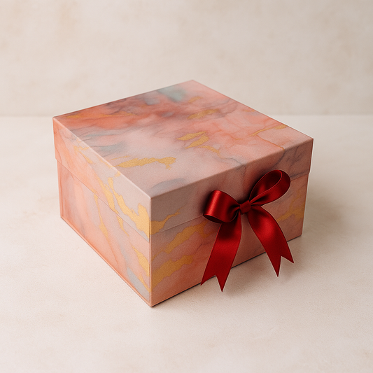 Gift Box |Rigid  foldabel box | Gift Hamper Boxes For Packaging, Satin Ribbon Hamper Boxes | Gift Cardboard Box Empty Gift Hamper Box Reusable Gift Boxes | Foldabel Box | 8x8x3.5 inches / 1044