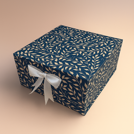 Gift Box |Rigid  foldabel box | Gift Hamper Boxes For Packaging, Satin Ribbon Hamper Boxes | Gift Cardboard Box Empty Gift Hamper Box Reusable Gift Boxes | Foldabel Box | 8x8x3.5 inches / 1038