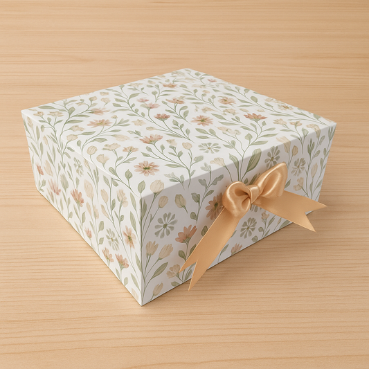 Gift Box |Rigid  foldabel box | Gift Hamper Boxes For Packaging, Satin Ribbon Hamper Boxes | Gift Cardboard Box Empty Gift Hamper Box Reusable Gift Boxes | Foldabel Box | 8x8x3.5 inches / 1018