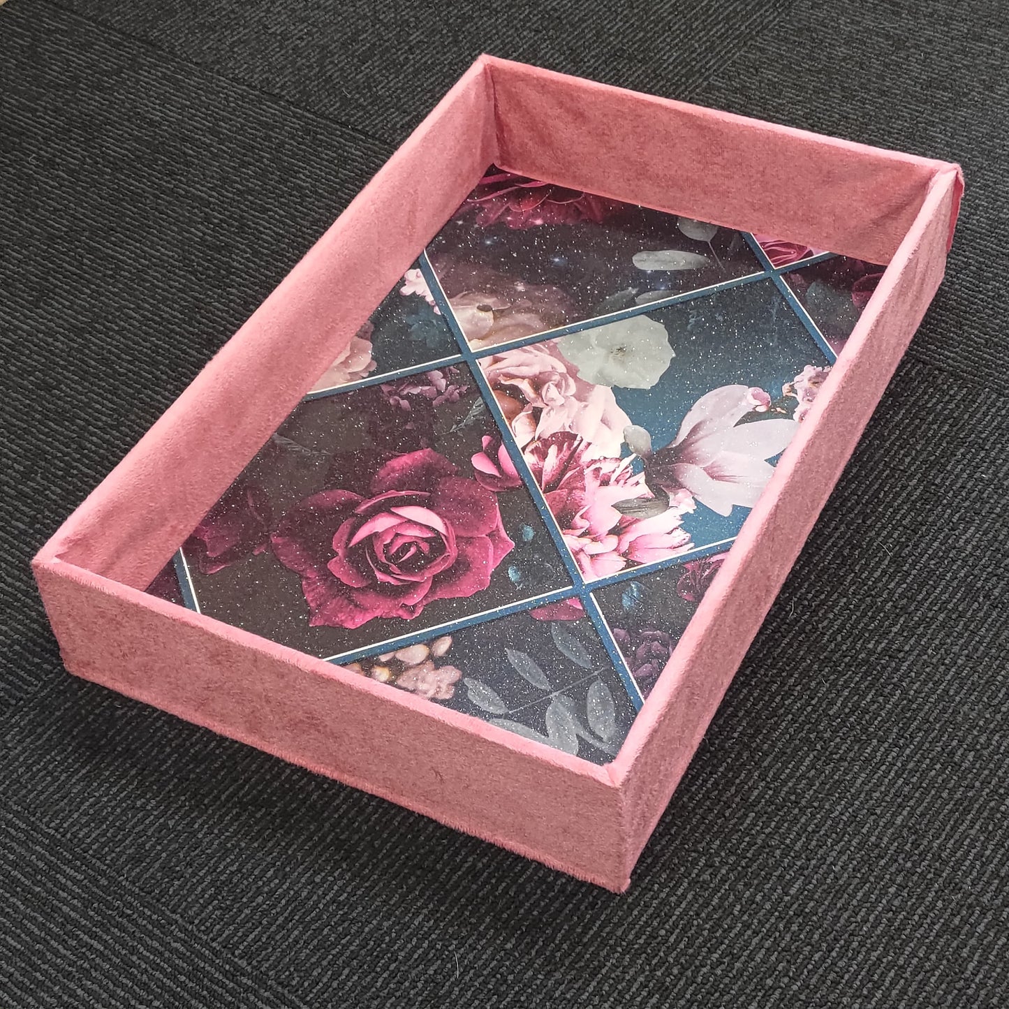 Beautiful MDF Velvet Multipurpose Gifting Tray / DARK PINK