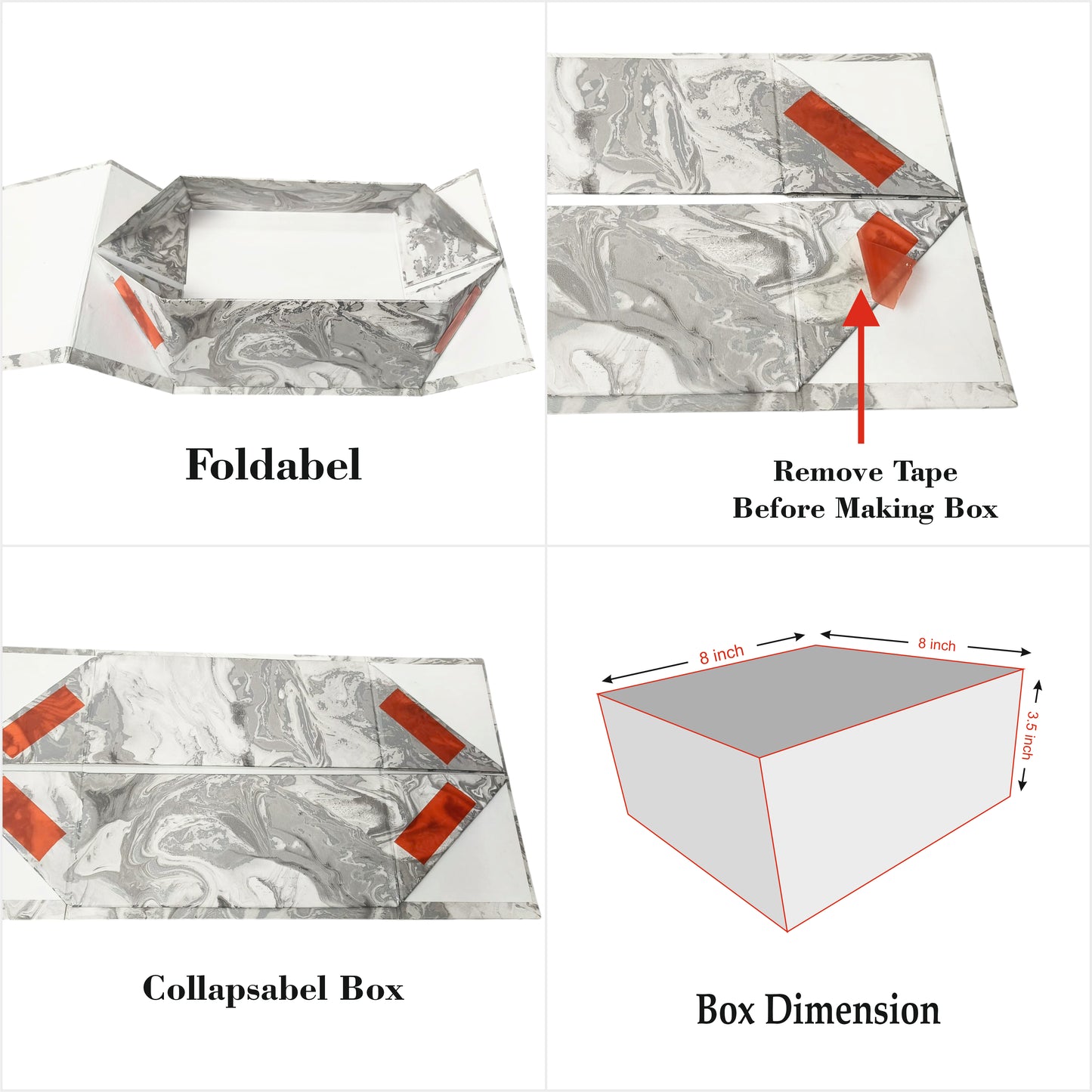 Gift Box |Rigid  foldabel box | Gift Hamper Boxes For Packaging, Satin Ribbon Hamper Boxes | Gift Cardboard Box Empty Gift Hamper Box Reusable Gift Boxes | Foldabel Box | 8x8x3.5 inches / 1038